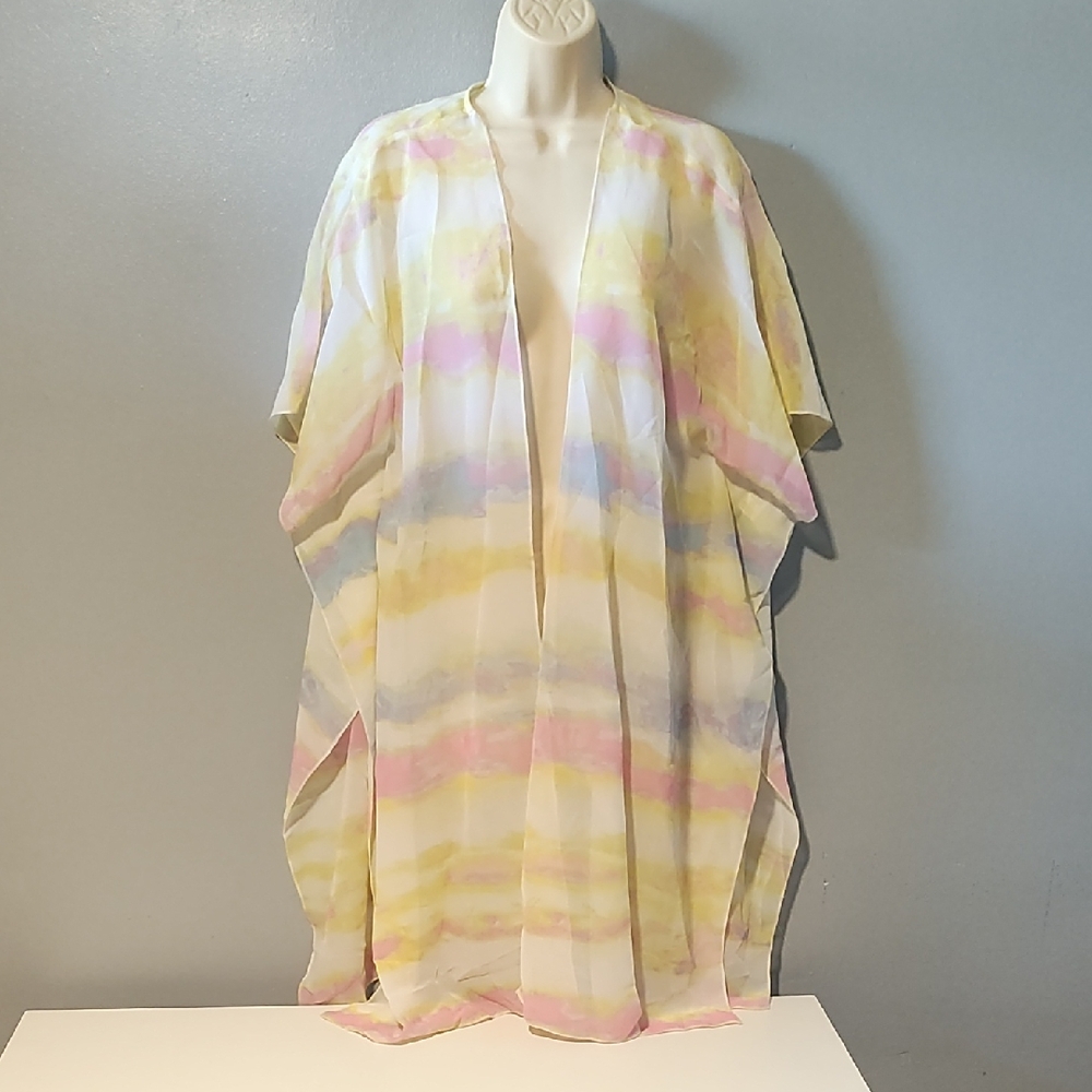 Truth NYC Sheer Pastel Watercolor Kimono